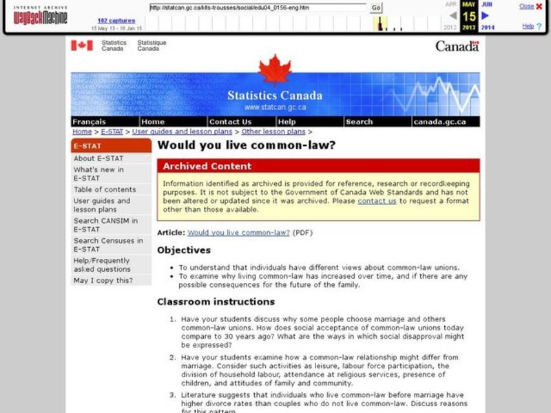 Would You Live Common Law? Lesson Plan