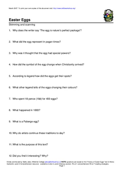 Easter Eggs Worksheet