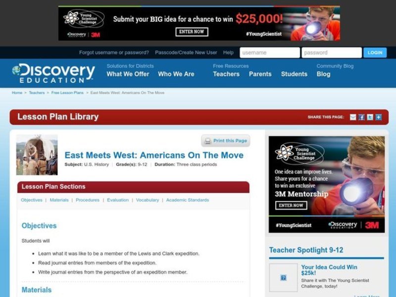 East Meets West: Americans on the Move Lesson Plan