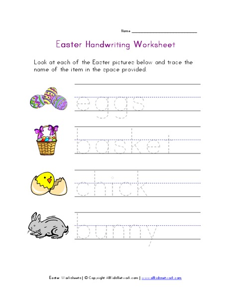 Easter Handwriting Worksheet Worksheet