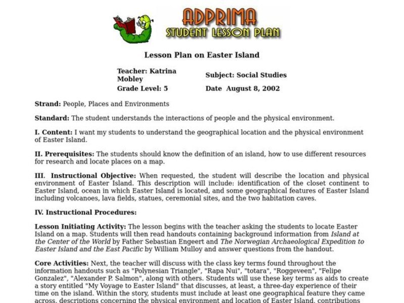 Easter Island Lesson Plan