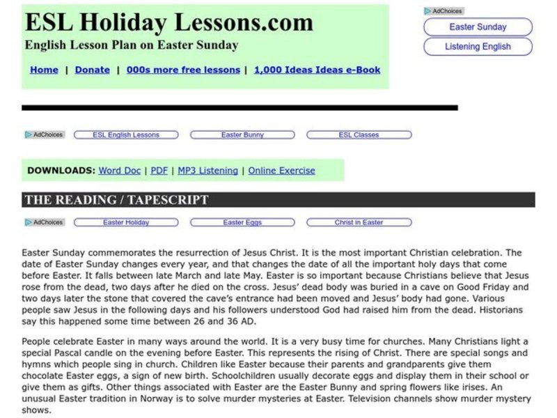 Easter Sunday Worksheet