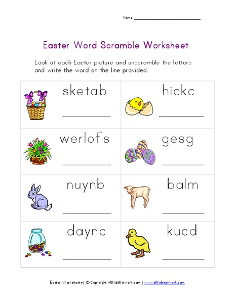 Easter Word Scramble Worksheet
