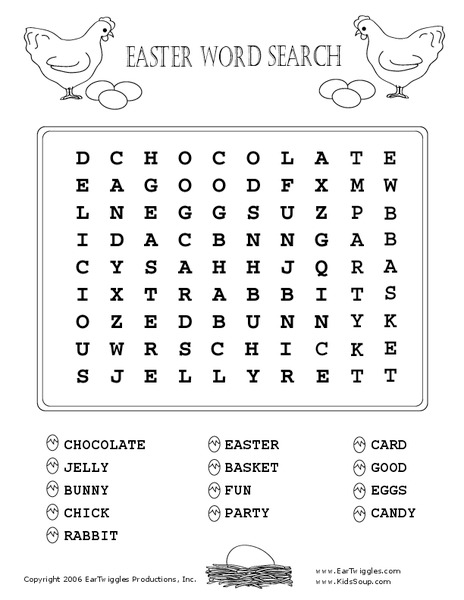 Easter Word Search Worksheet