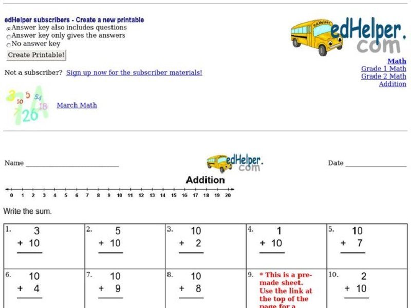 Easy Addition Practice Worksheet