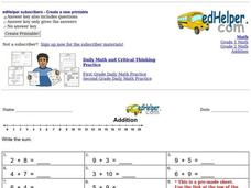 Easy Addition Practice Worksheet