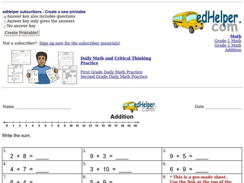 Easy Addition Practice Worksheet