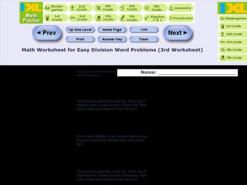 Easy Division Word Problems Version 3 Worksheet