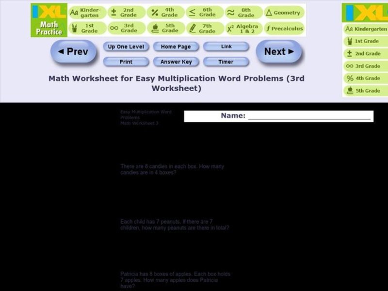 Easy Multiplication Word Problems Worksheet
