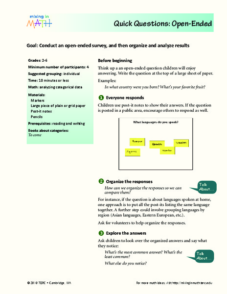 Quick Questions: Open-Ended Lesson Plan