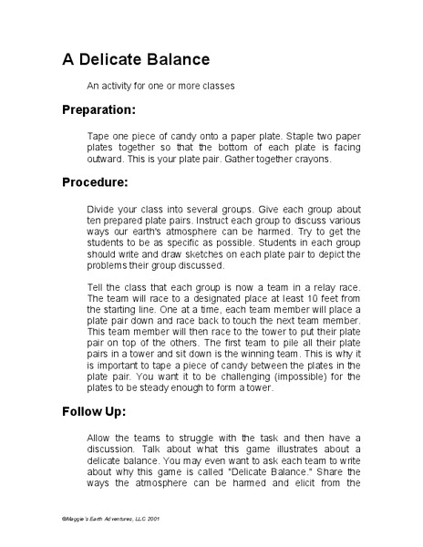 A Delicate Balance Lesson Plan