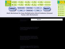 Easy Multiplication Word Problems Version 4 Worksheet