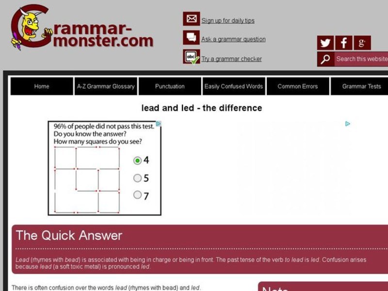 Easily Confused Words:  Lead and Led Interactive