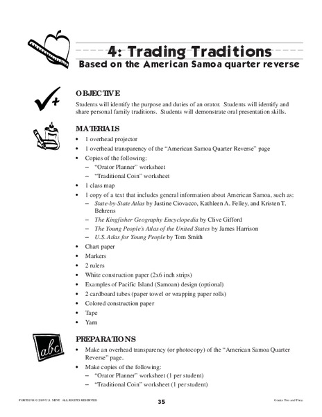 Trading Traditions: Based on the American Samoa Quarter Reverse Lesson Plan