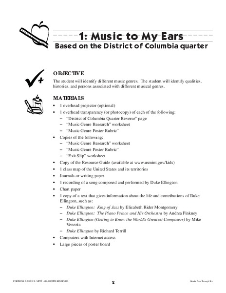 Music To My Ears: The District of Columbia Quarter Lesson Plan