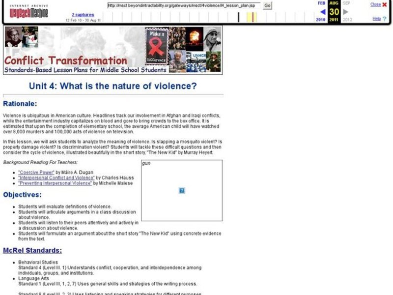 What is the Nature of Violence? Lesson Plan