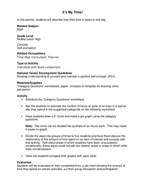 It's My Time! Lesson Plan