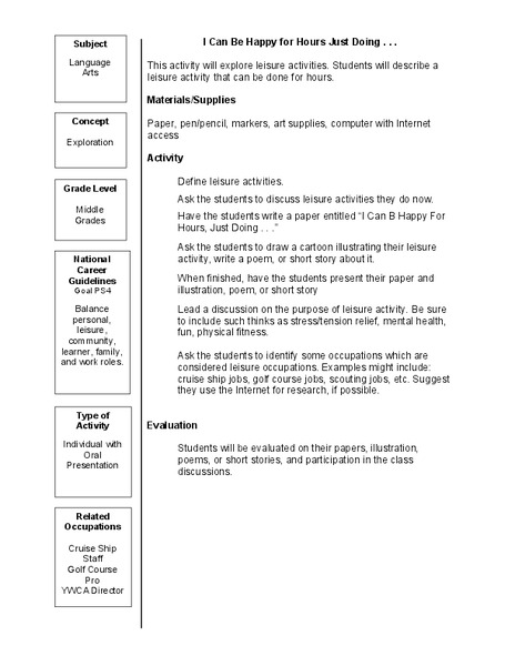 I Can Be Happy for Hours Just Doing Lesson Plan