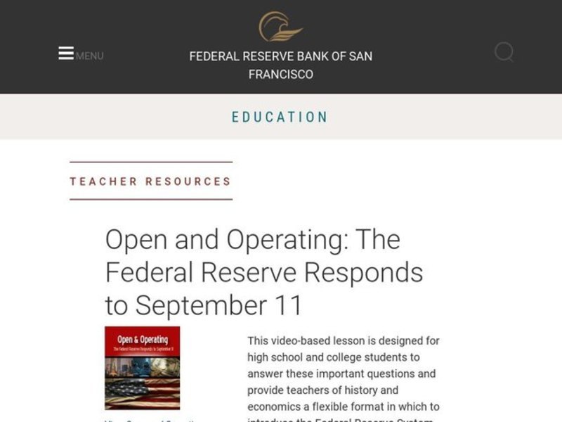Open & Operating:  The Federal Reserve Responds to September 11 Lesson Plan