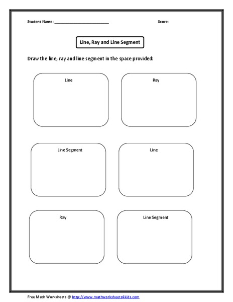 Line, Ray and Line Segment Worksheet