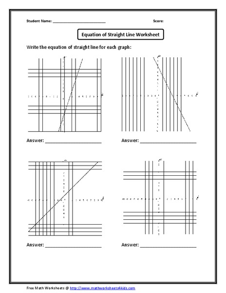 Equation of a Straight Line Worksheet Worksheet