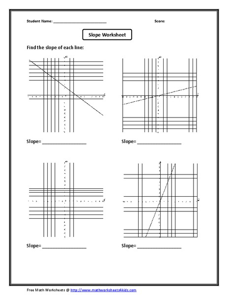 Slope: 4 Linear Graphs Worksheet