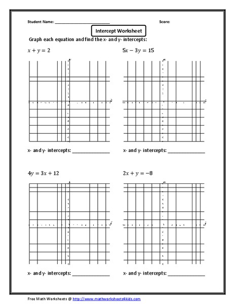 Intercept Worksheet Worksheet