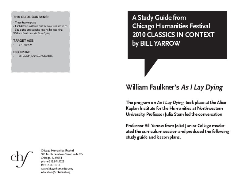 William Faulkner's As I Lay Dying Lesson Plan