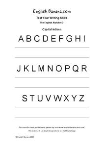 Test Your Writing Skills:  The English Alphabet Worksheet