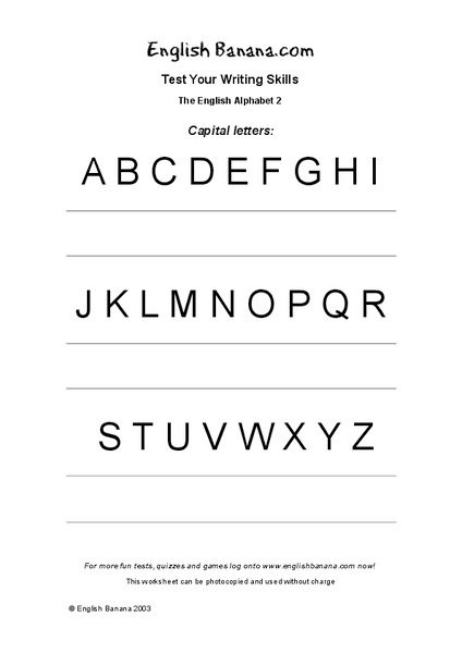 Test Your Writing Skills:  The English Alphabet Worksheet