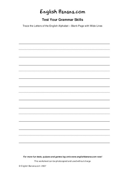 Trace the Letters of the English Alphabet - Blank Page with Wide Lines Worksheet