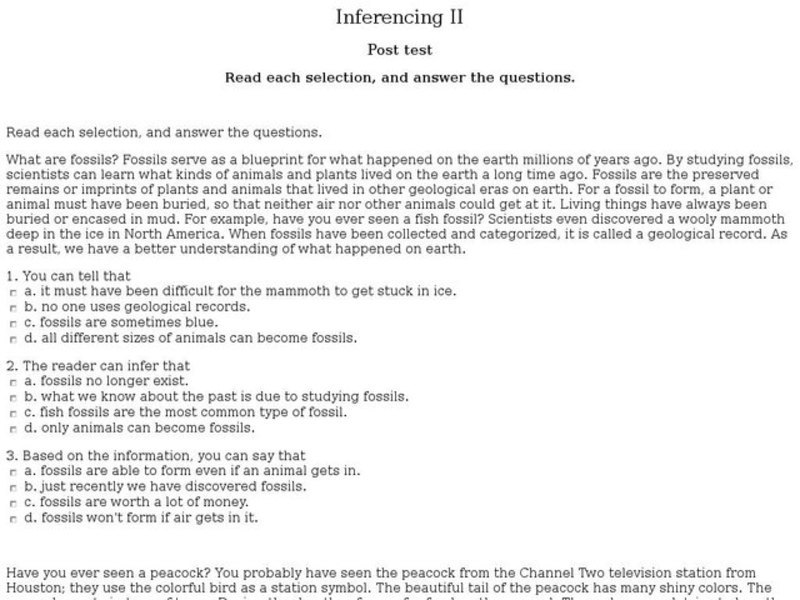 Inferencing II: Post Test Interactive