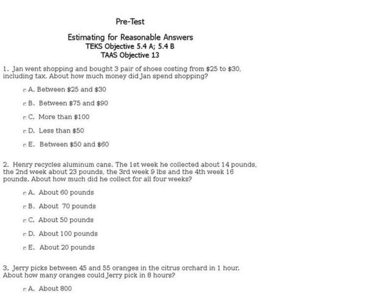 Estimating For Reasonable Answers Interactive