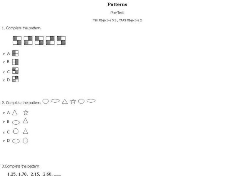 Patterns: Pre Test Interactive