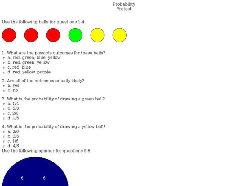 Probability: pre test Interactive