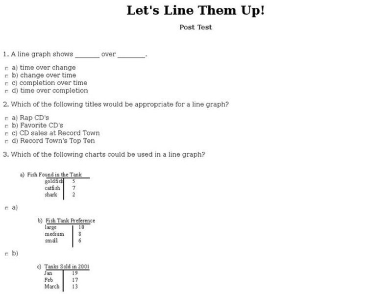 Let's Line Them Up! Post Test Interactive