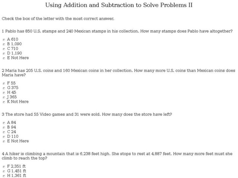 Using Addition and Subtraction to Solve Problems II Interactive