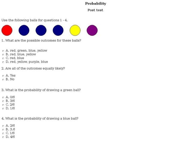 Probability: Post Test Worksheet