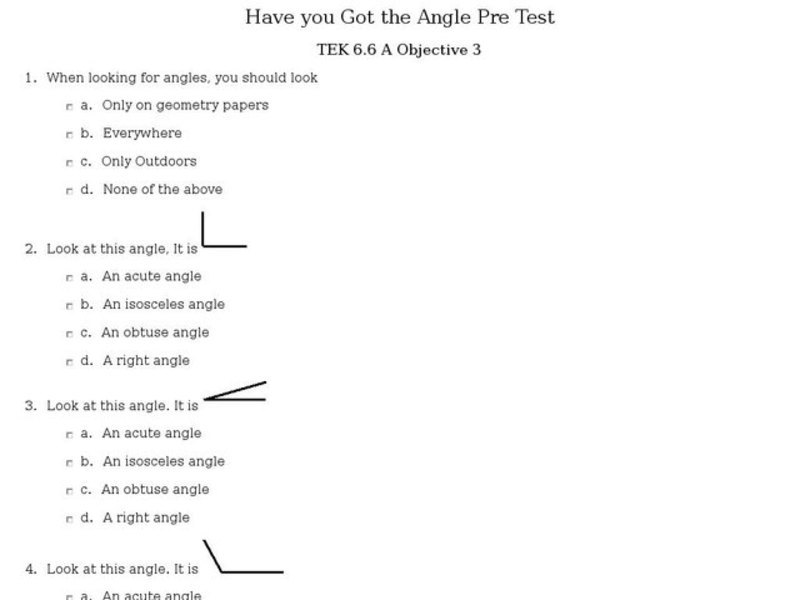 Have You Got the Angle?: Pre Test Interactive
