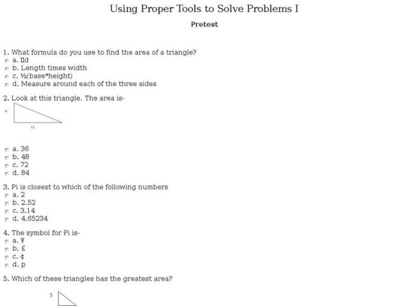 Using Proper Tools to Solve Problems-Pre Test Interactive