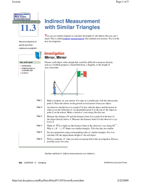 Indirect Measurement with Similar Triangles Lesson Plan