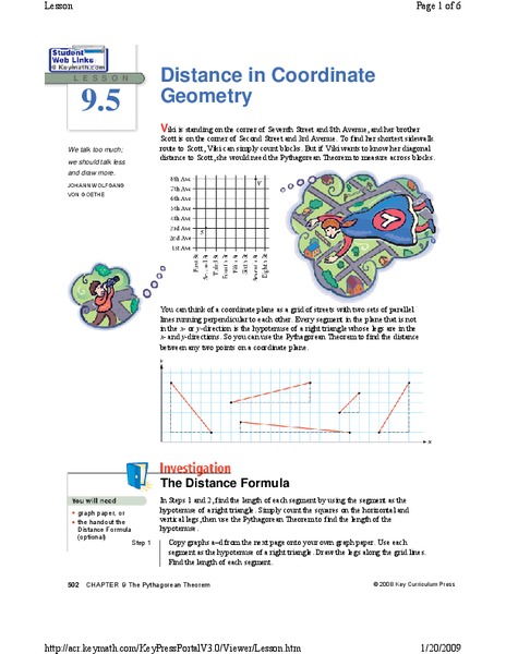 Distance in Coordinate Geometry Lesson Plan