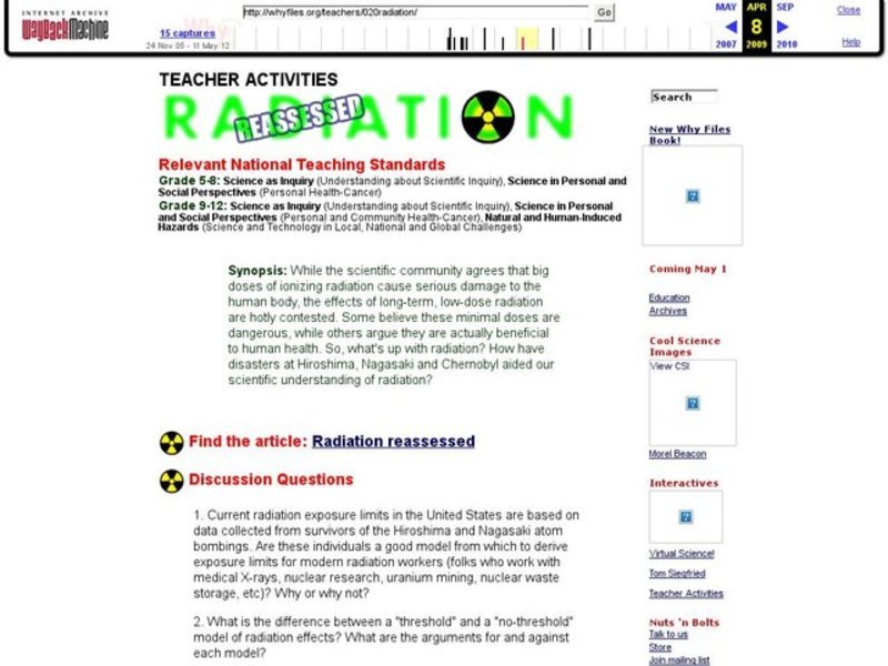 Radiation Reassessed Lesson Plan