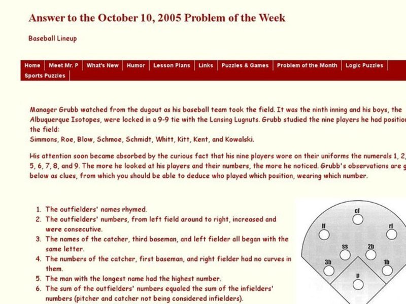 Baseball Lineup Worksheet