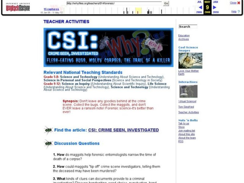 Flesh Eating Bugs, Moldy Corpses, The Trail of a Killer Lesson Plan
