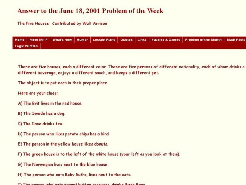 The Five Houses Worksheet