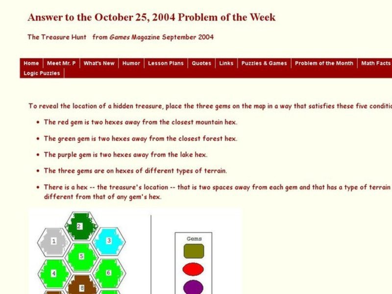 The Treasure Hunt Worksheet