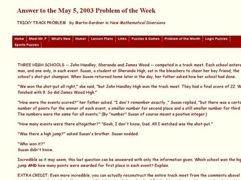 Tricky Track Problem Worksheet