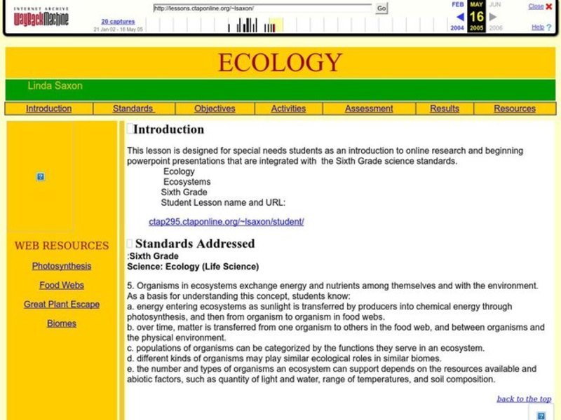 Ecology Lesson Plan