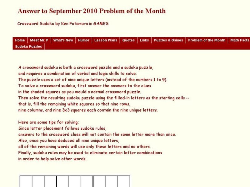 Crossword Sudoku Worksheet
